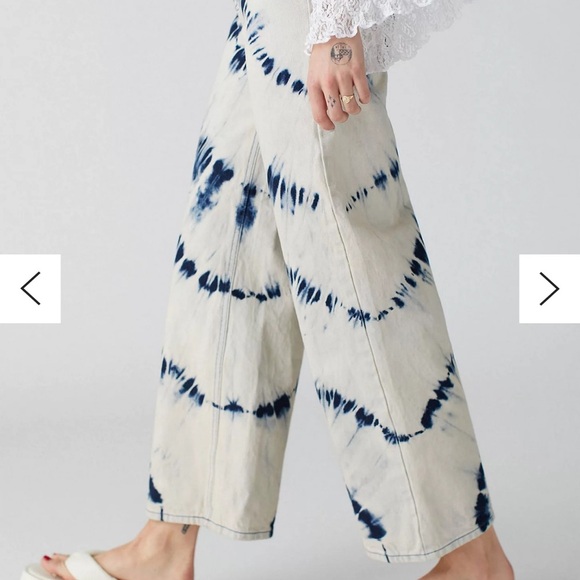 BDG Bleached High & Wide Jeans Cream Blue Tie Dye size 27 - Picture 3 of 14